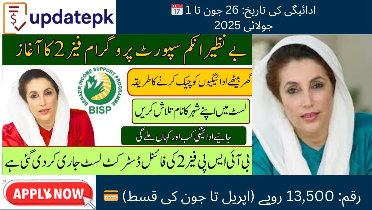 Read more about the article Complete Details for BISP Phase 2 Payments (June 26–July 1, 2025)—District-Wise Breakdown