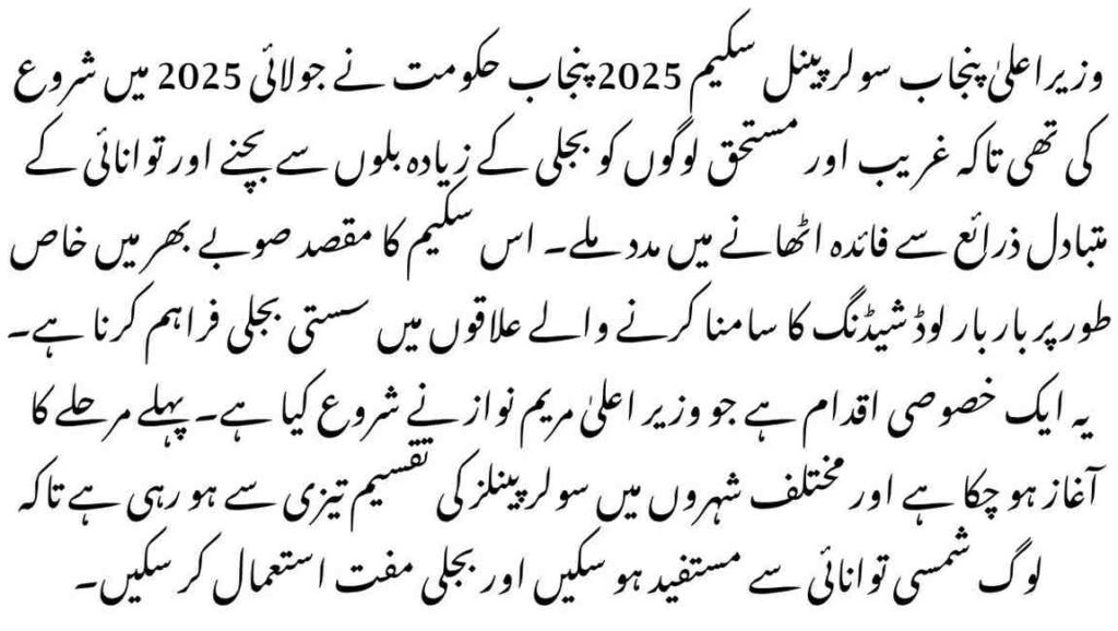 CM Punjab Solar Panel Scheme 2025